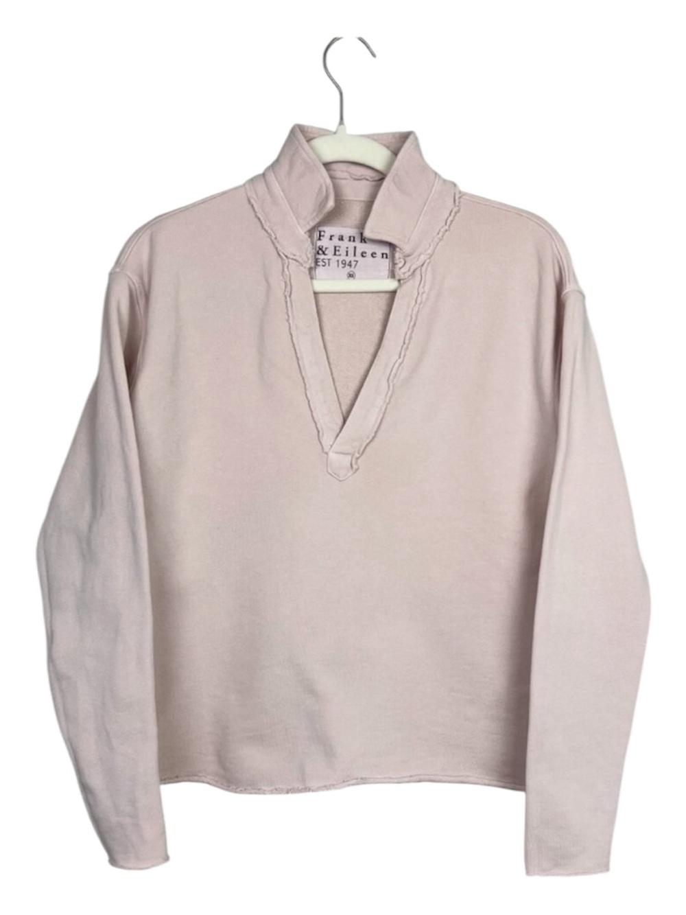 FRANK & EILEEN Patrick Popover Henley Sweatshirt in Light Pink / Vintage Rose XS - Picture 11 of 13